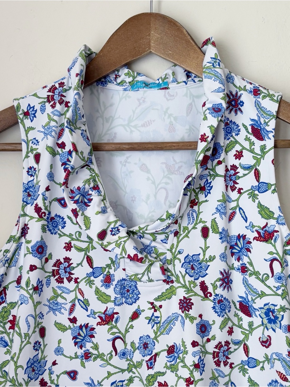 J. McLaughlin Floral Durham Ruffle Sleeveless Top Small Summer Preppy - Picture 2 of 6